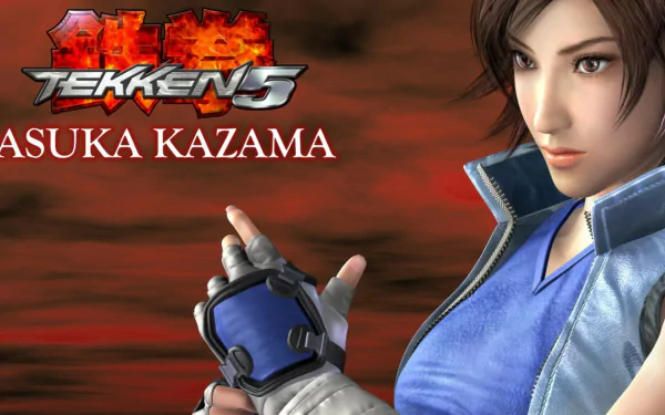 HD wallpaper featuring Asuka Kazama from the video game Tekken 5, highlighting her character against a dynamic background.