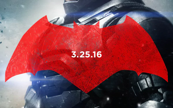 HD wallpaper featuring Batman V Superman: Dawn Of Justice, showcasing a striking red bat symbol with the date 3.25.16 prominently displayed.