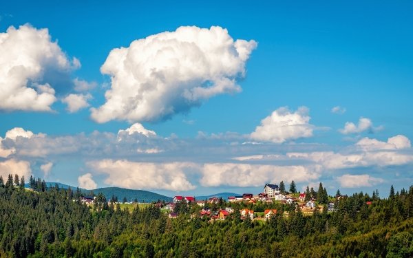 Man Made Village Cloud Landscape Romania HD Wallpaper | Background Image
