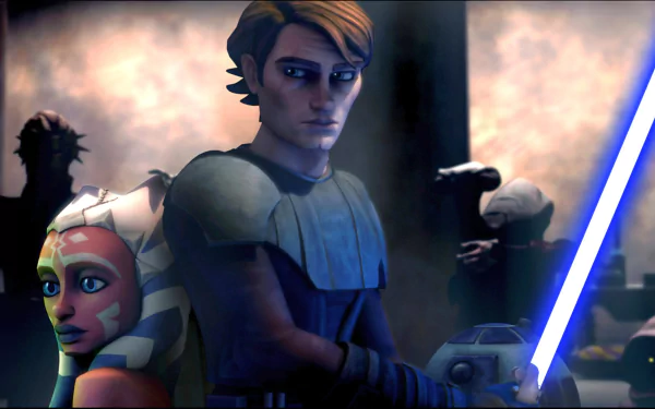 HD PC desktop wallpaper featuring Ahsoka Tano and Anakin Skywalker from the video game Star Wars: The Clone Wars - Republic Heroes.
