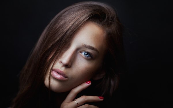 Women Model Face Long Hair Hand Blue Eyes Brunette HD Wallpaper | Background Image