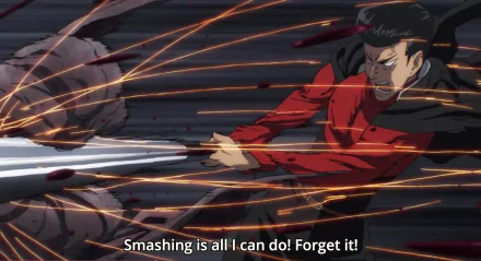 HD anime desktop wallpaper featuring Metal Bat from One-Punch Man in action, surrounded by dynamic motion lines and intense energy.