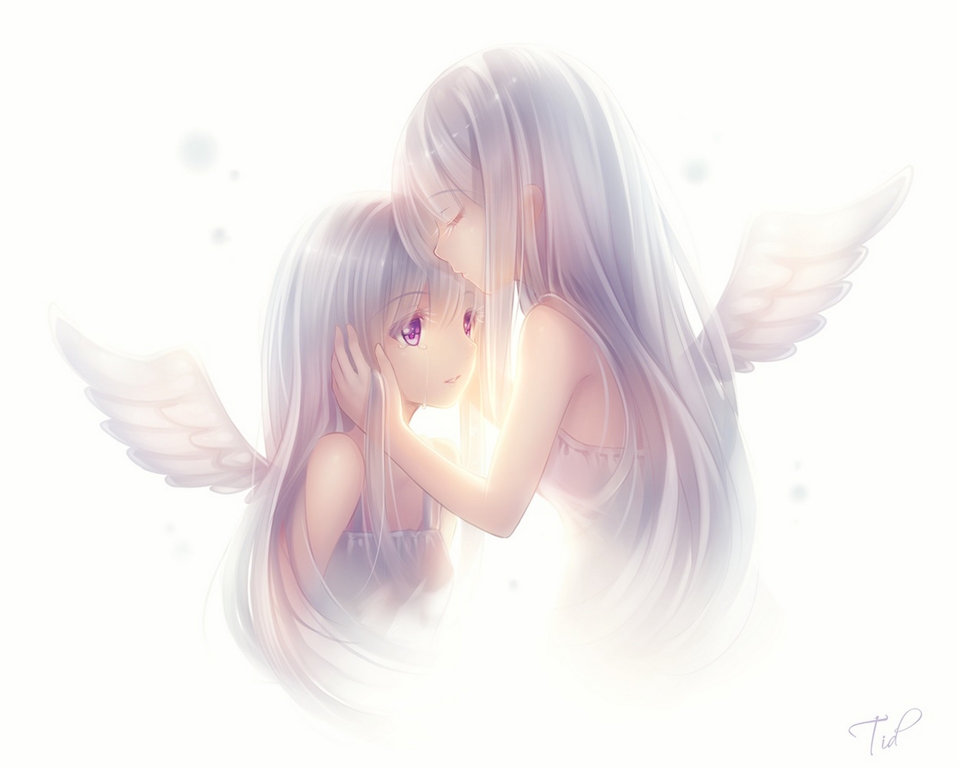 crying anime angel girl