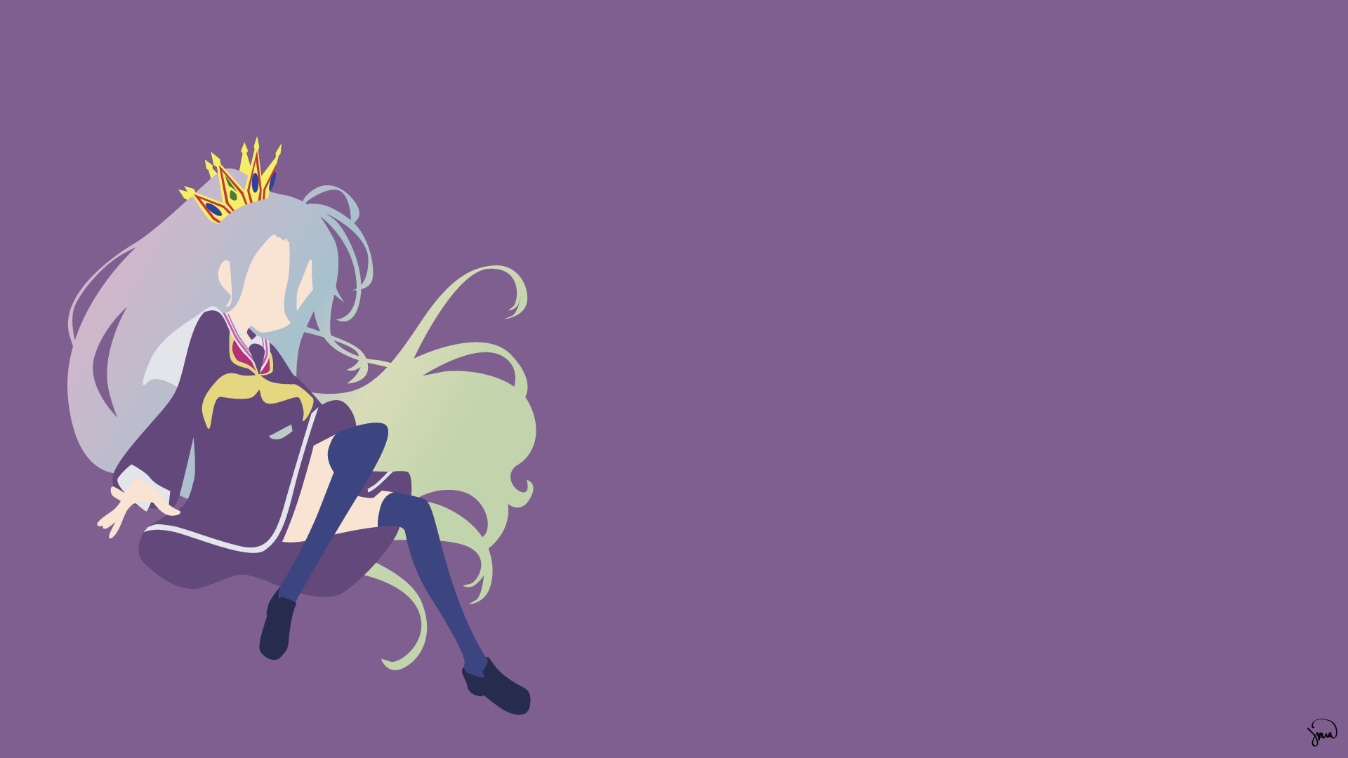 Download Minimalist Crown Grey Hair Long Hair Purple Dress Dress Thigh Highs Shiro No Game No 3666