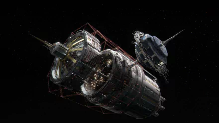 HD desktop wallpaper featuring a detailed spaceship from the TV show The Expanse floating in space against a dark background.