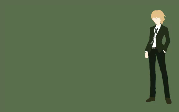 HD anime desktop wallpaper featuring Byakuya Togami from Danganronpa standing confidently against a solid green background.