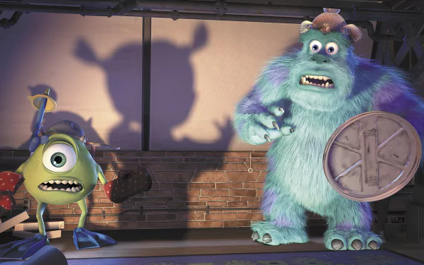 A vibrant HD wallpaper featuring characters Mike and Sulley from the movie Monsters, Inc. adds a playful touch to any desktop background. 