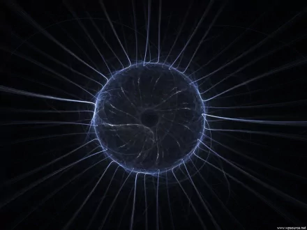 Abstract CGI HD desktop wallpaper featuring intricate blue patterns and textures radiating from a central sphere, creating a dynamic and futuristic visual effect.