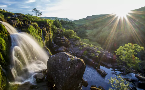 sunbeam waterfall nature Loup Of Fintry Waterfall HD Desktop Wallpaper | Background Image