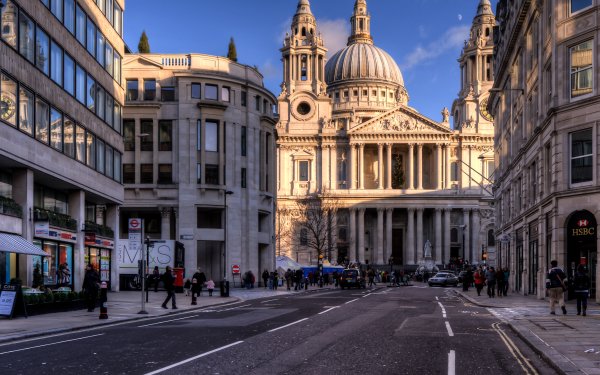 Man Made London Cities United Kingdom Architecture City Building Street Road Cathedral Church HD Wallpaper | Background Image