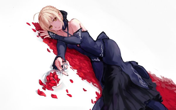 Anime Fate/Stay Night Fate Series Black Dress Short Hair Yellow Eyes Blonde Saber Saber Alter HD Wallpaper | Background Image