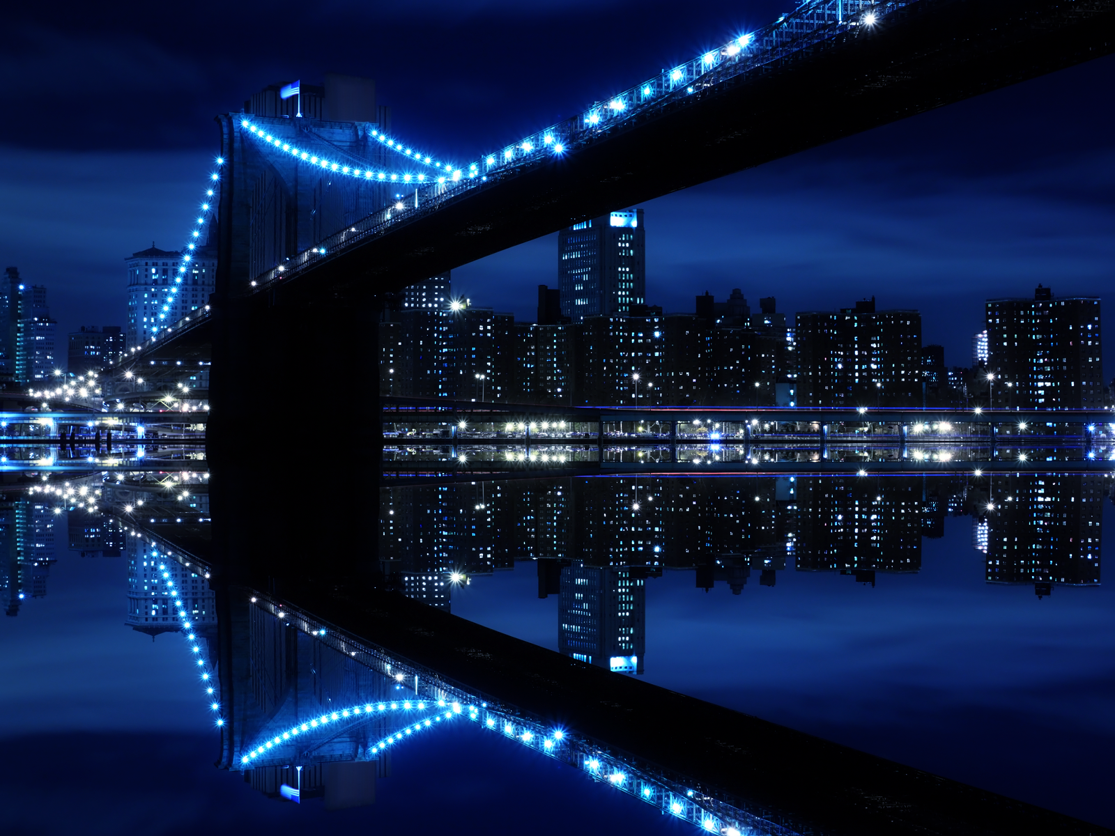 blue city skyline at night