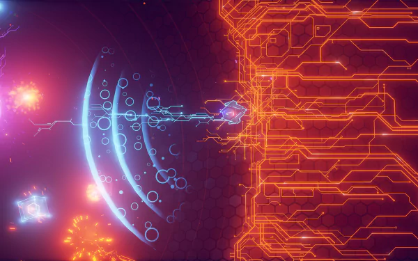 HD desktop wallpaper featuring a vibrant AIPD - Artificial Intelligence Police Department futuristic digital theme.