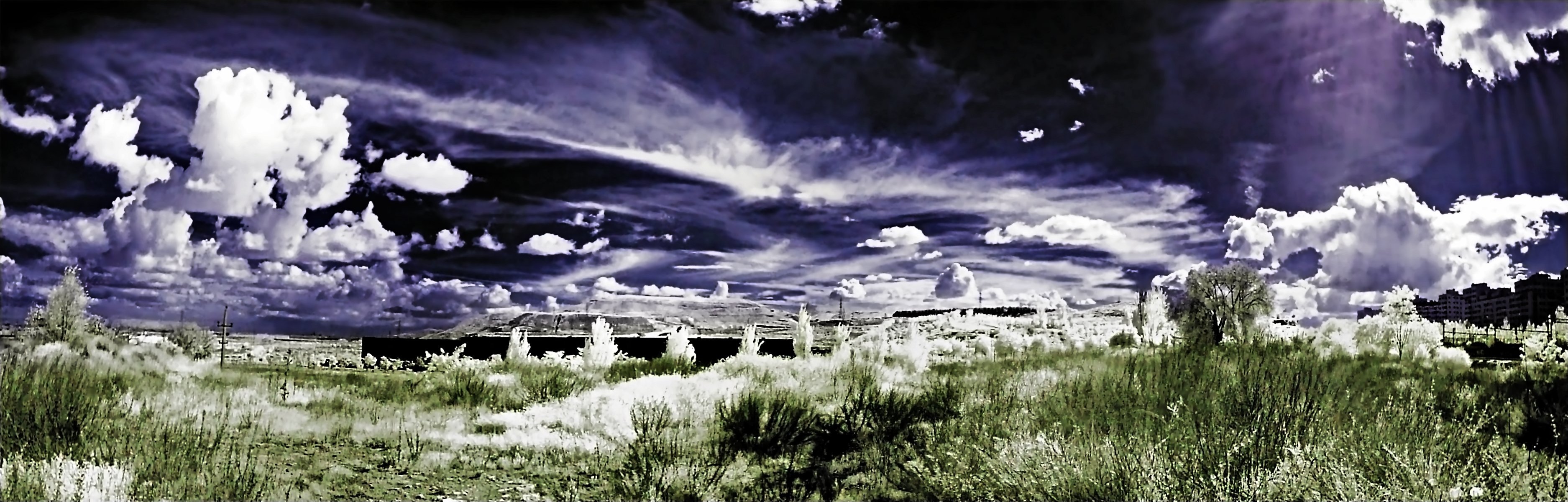 Infrared Photography fields and clouds