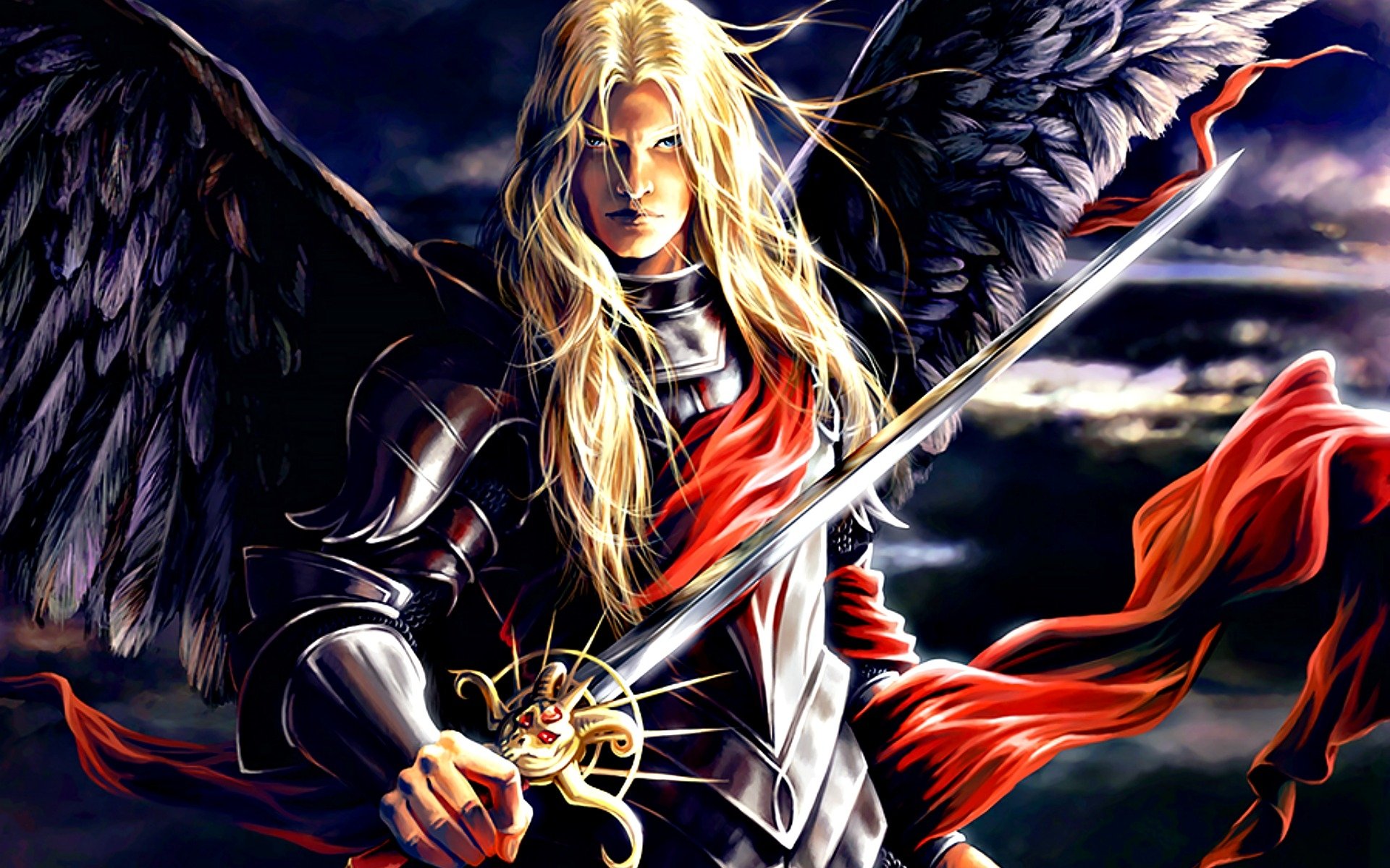 Download Sword Long Hair Wings Angel Warrior Fantasy Angel Warrior Fantasy Warrior Hd Wallpaper 3300