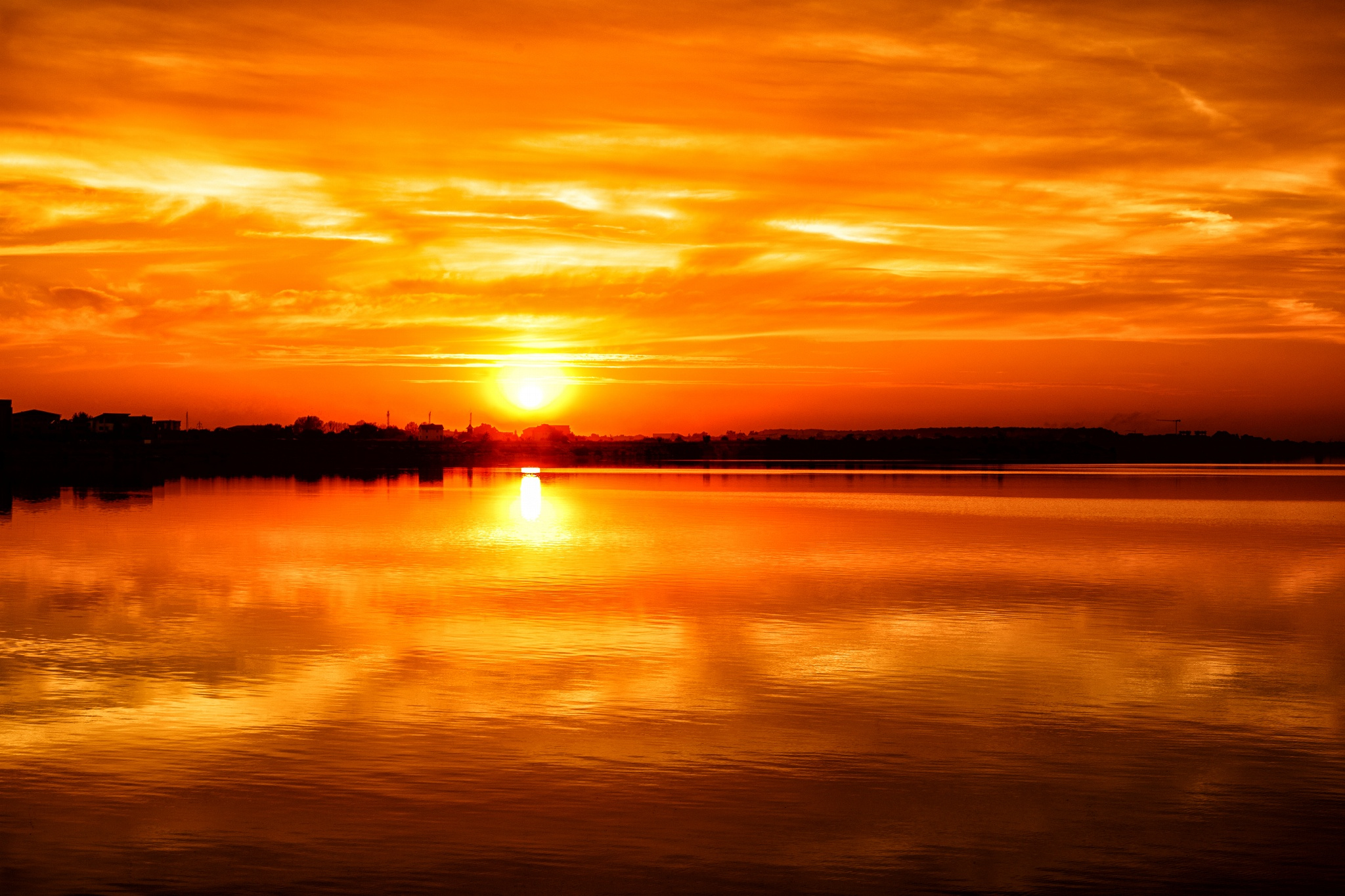 Landscape Reflection Sky Sun Sunset Water HD WALLPAPER 