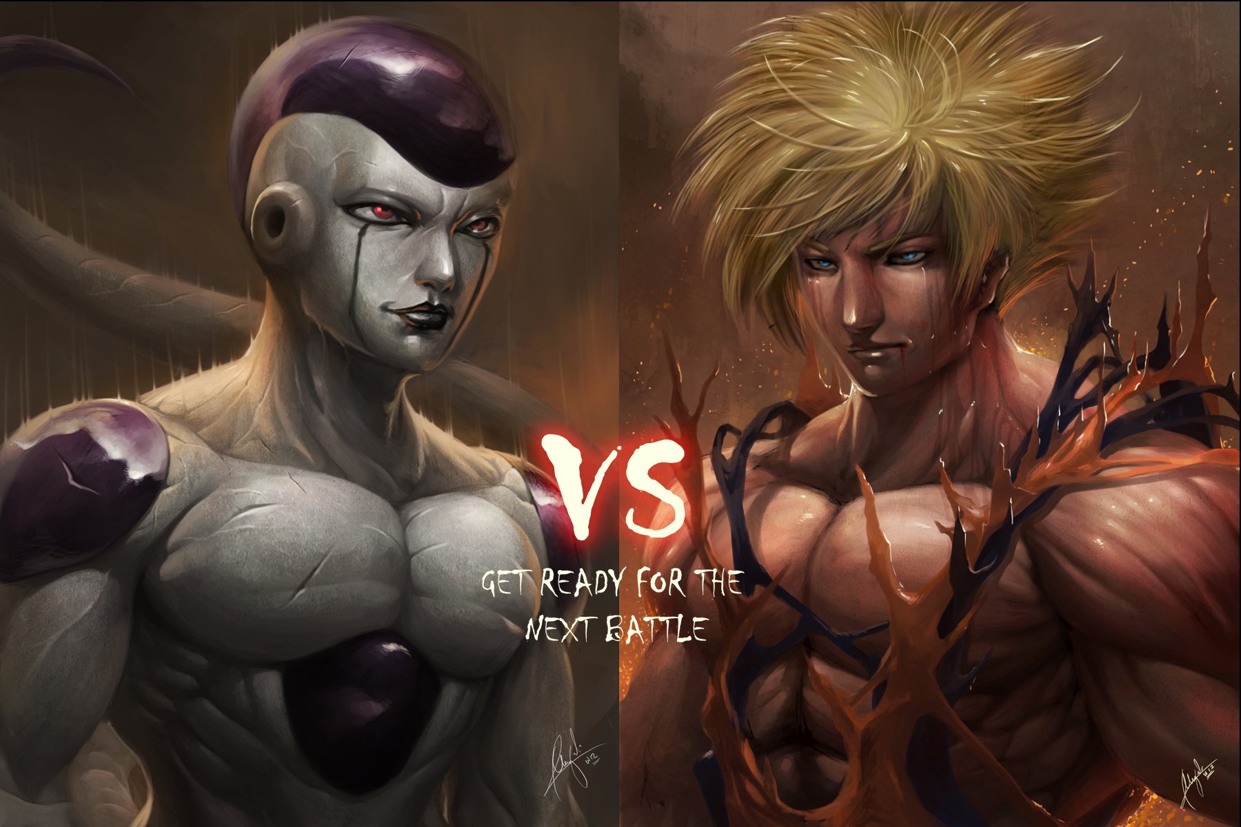 Goku Super Sayajin Versus Freeza : r/DigitalArt