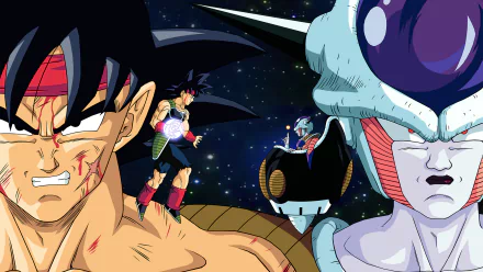 HD desktop wallpaper featuring Bardock and Frieza from Dragon Ball Z, set against a starry space background.