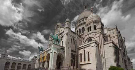 sky cloud statue France Paris Basilica monument religious Sacré-Cœur HD Desktop Wallpaper | Background Image