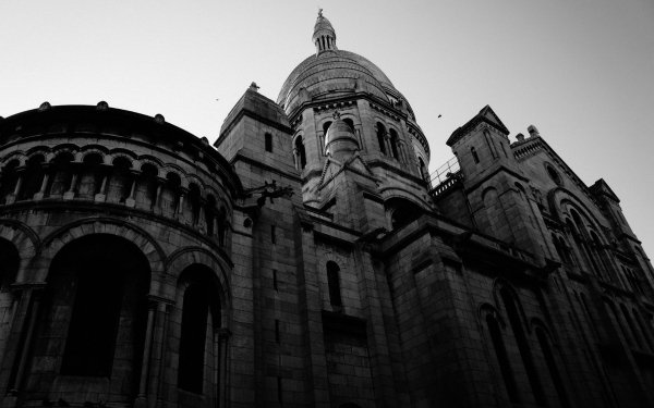 Religious Sacré-Cœur Basilicas  Monument Basilica Paris France Black & White HD Wallpaper | Background Image