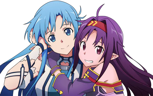 Anime-inspired 4K Ultra HD wallpaper featuring characters from Sword Art Online II, showcasing vibrant colors and dynamic poses for a captivating background.