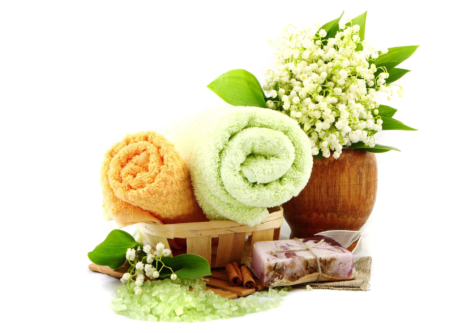 Download Towel Soap Flower Man Made Spa HD Wallpaper