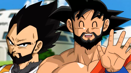 HD desktop wallpaper featuring Vegeta and Goku from Dragon Ball Super. The image showcases the two characters in their iconic anime art style, with Vegeta looking serious and Goku smiling and waving.
