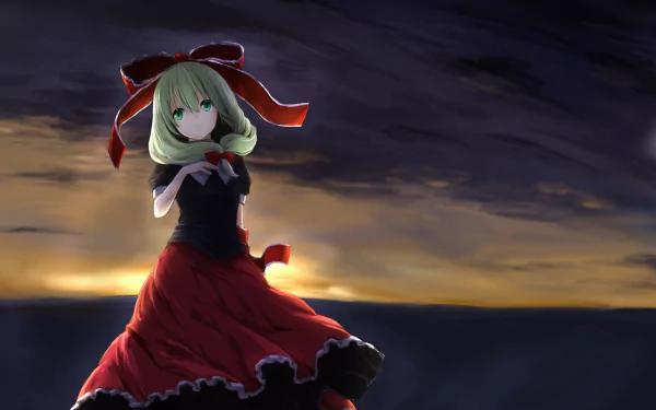 bow (Clothing) green eyes blonde dress Hina Kagiyama Anime Touhou HD Desktop Wallpaper | Background Image