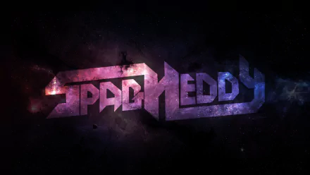 HD PC desktop wallpaper featuring the word Spaghaddy in a bold, cosmic-inspired design with dubstep music vibes and a dark galaxy background.