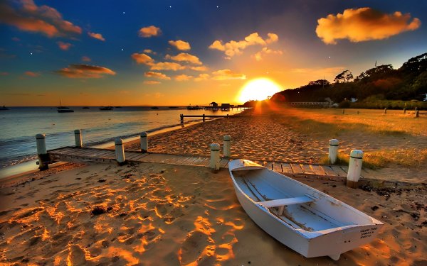 Fotografía Playa Vehículo Barco Atardecer Sol Sand Muelle Fondo de pantalla HD | Fondo de Escritorio