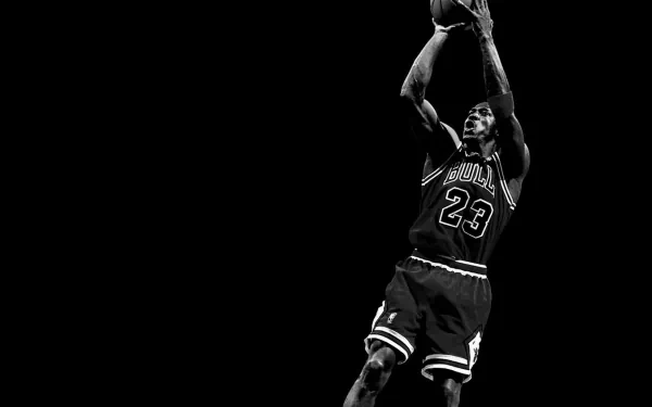 HD wallpaper featuring a basketball player mid-jump shot against a black background, numbered jersey 23.