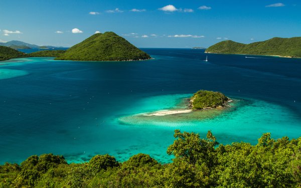 Earth Seascape Island Ocean Tropical Tropics Blue Nature Horizon HD Wallpaper | Background Image