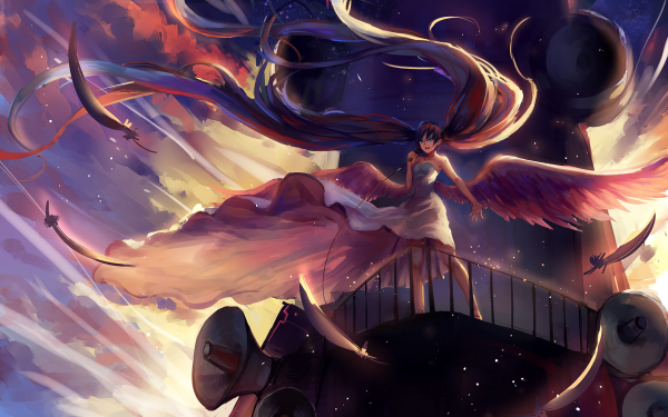 Anime Vocaloid Hatsune Miku Angel Wings Dress HD Wallpaper | Background Image