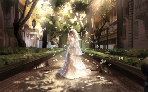 Anime Original Novia Wedding Dress Fondo de pantalla HD | Fondo de Escritorio