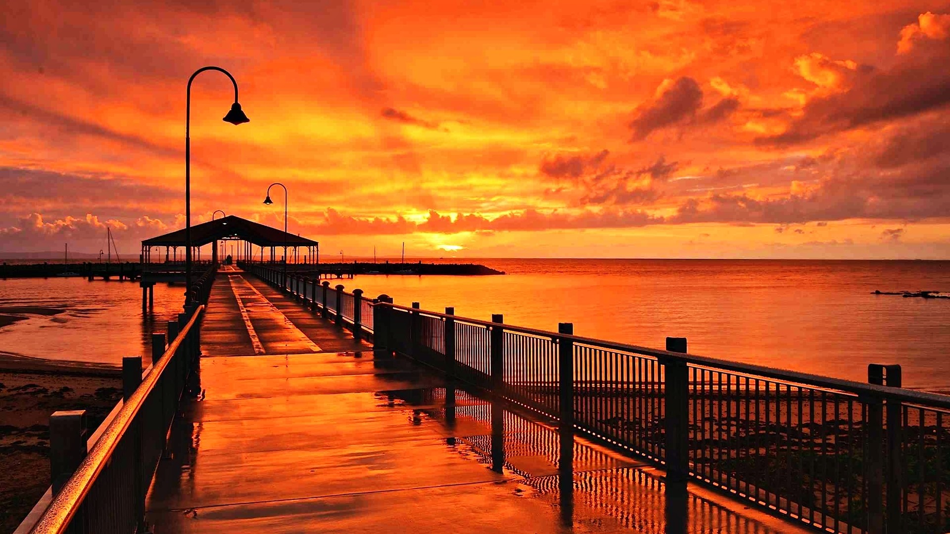 Sunset At Redcliffe Jetty Queensland Australia By David Shipton