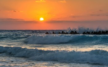 30 Ocean Sun Waves 高清壁纸 桌面背景