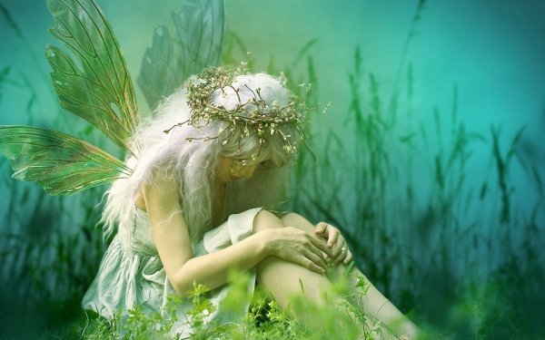 Fantasy Fairy Sad Wings Wreath HD Wallpaper | Background Image