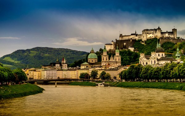 Man Made Salzburg Cities Austria City House Church Dome Lake Bridge HD Wallpaper | Background Image