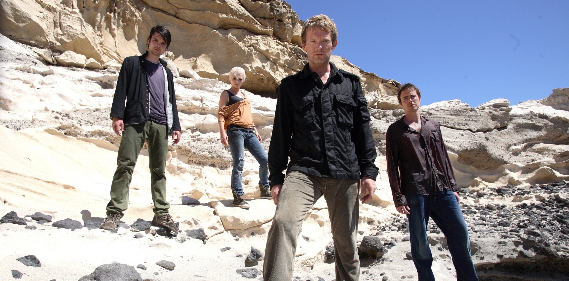 Download James Murray Stephen Hart Douglas Henshall Nick Cutter Hannah Spearritt Abby Maitland Andrew-Lee Potts Connor Temple TV Show Primeval HD Wallpaper
