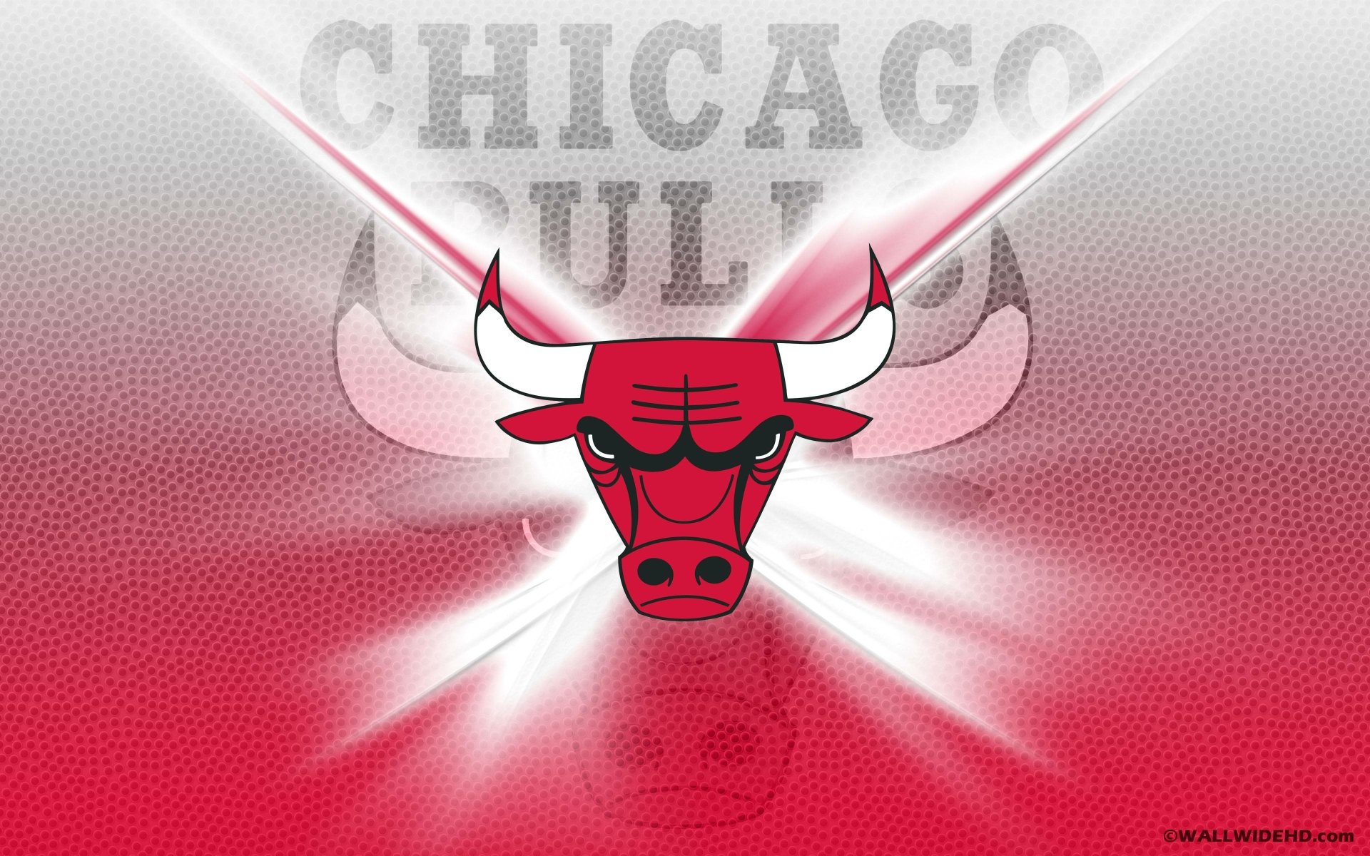 HD desktop wallpaper featuring the Chicago Bulls logo with a red and white background.