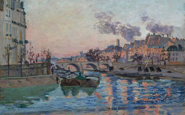 Artistic Painting Paris River Seine Cityscape HD Wallpaper | Background Image
