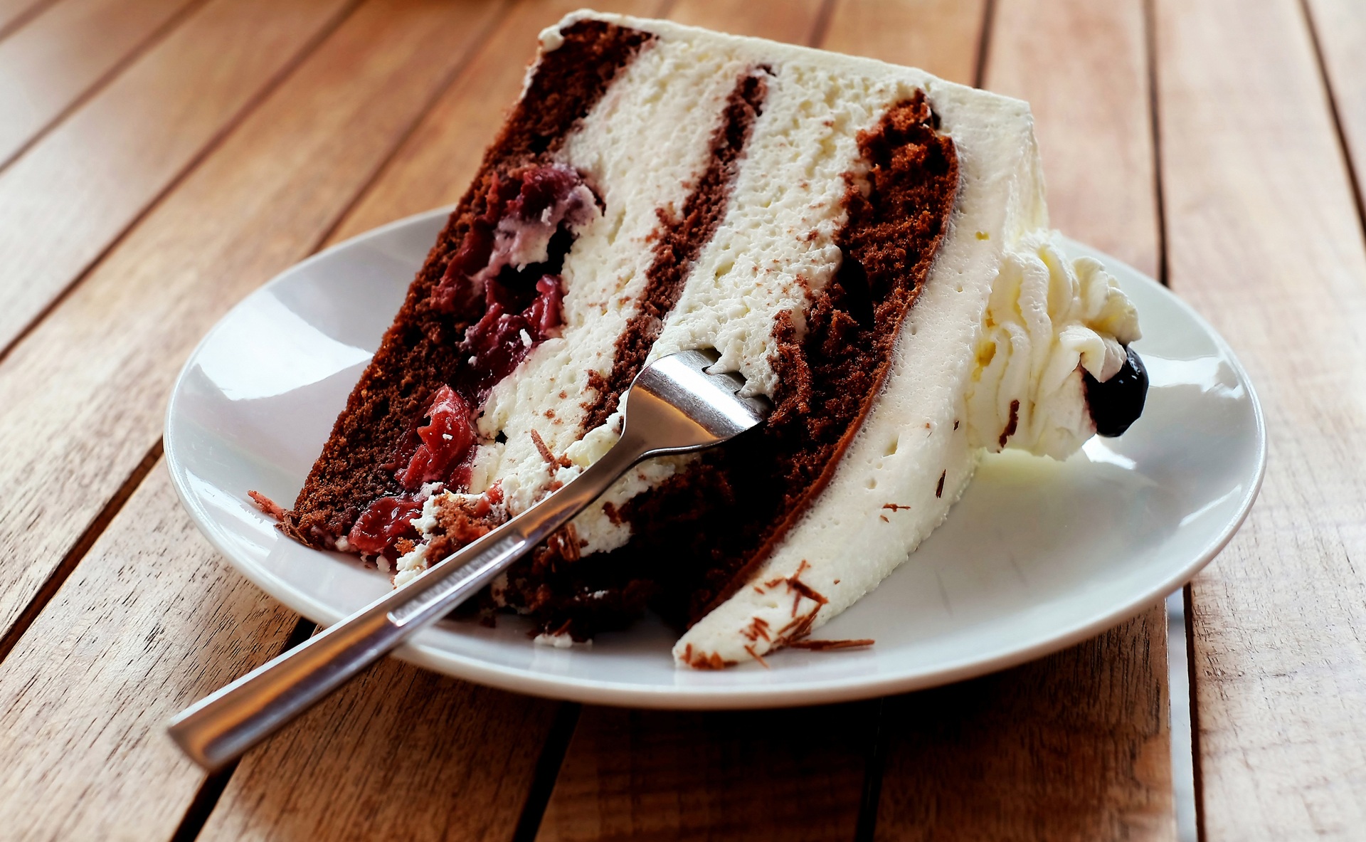 A piece of black forest cake by Couleur