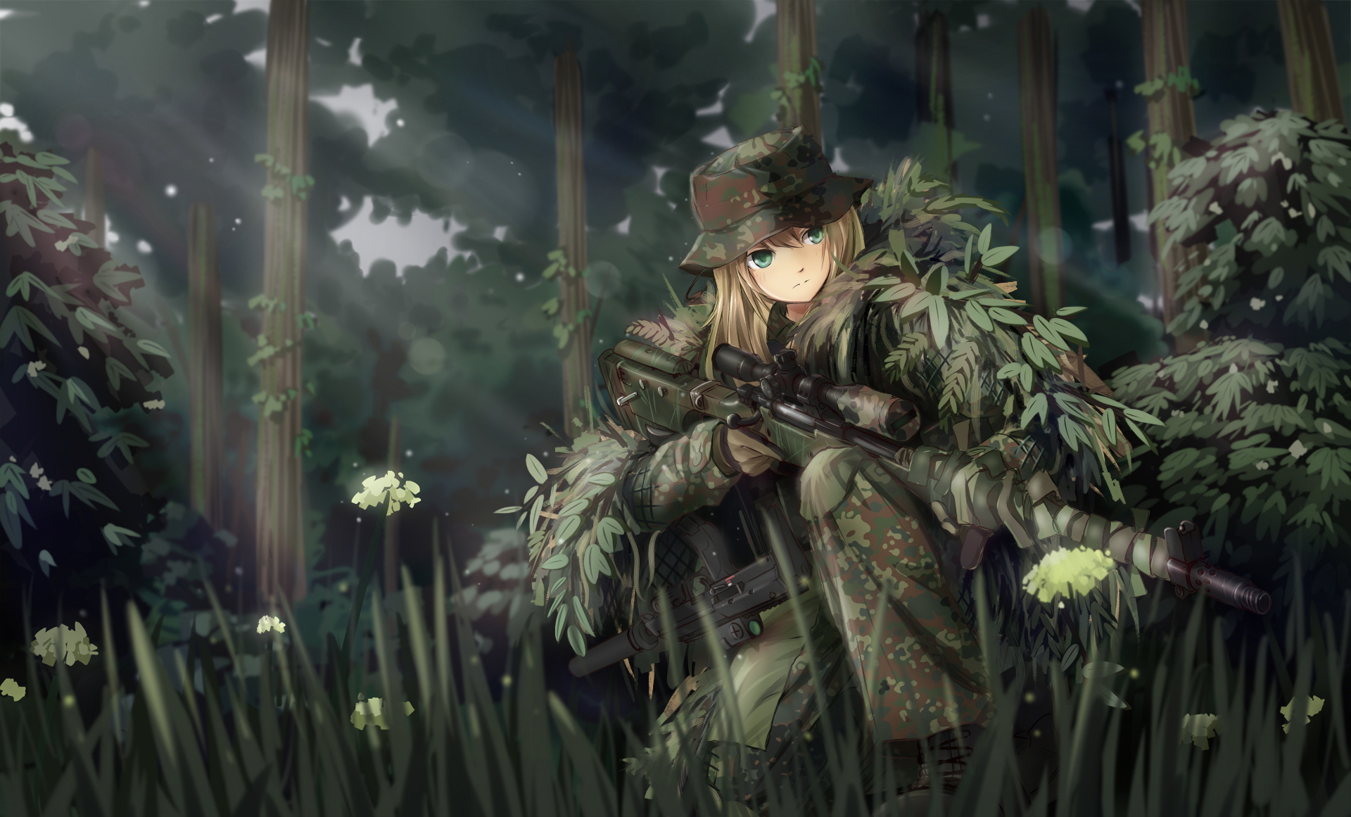 Download Weapon Woman Warrior Sniper Sniper Rifle Anime Military HD  Wallpaper by 炭涂