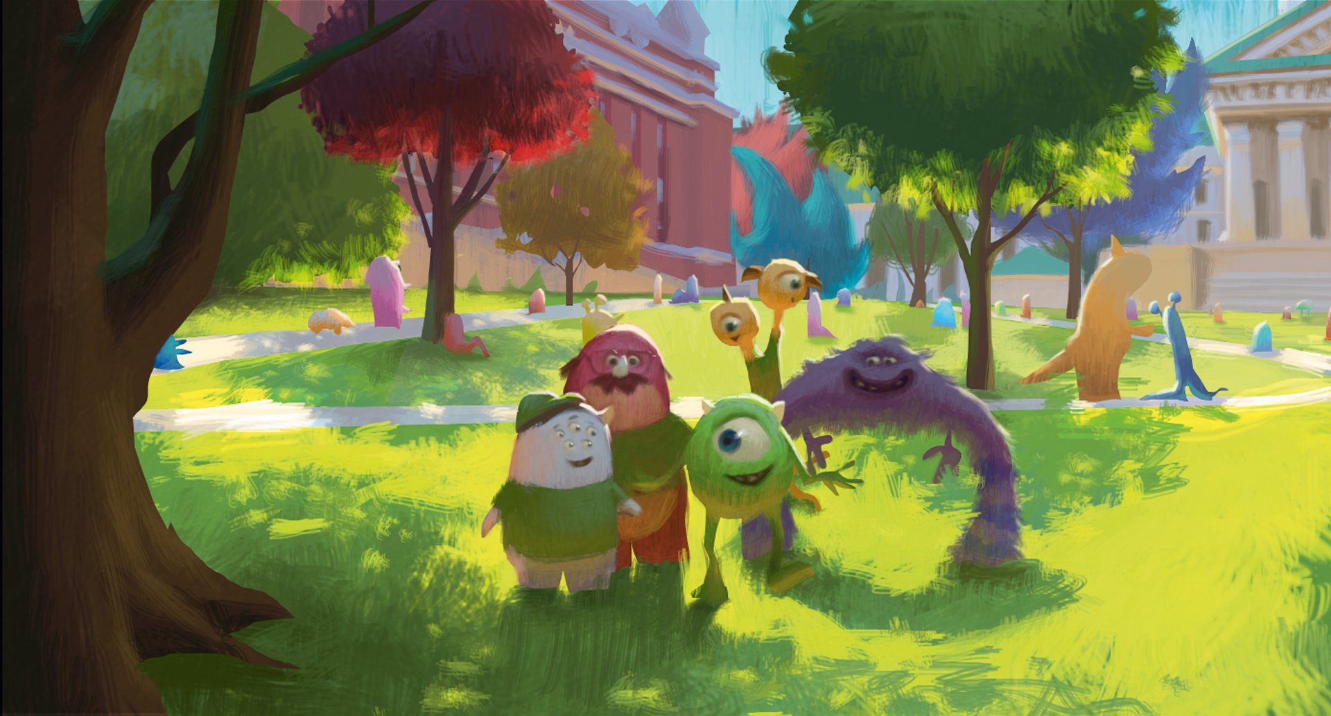 Download Art (Monsters University) Terri & Terry (Monsters University) Don (Monsters University) Squishy (Monsters University) Mike Wazowski Movie Monsters University 4k Ultra HD Wallpaper
