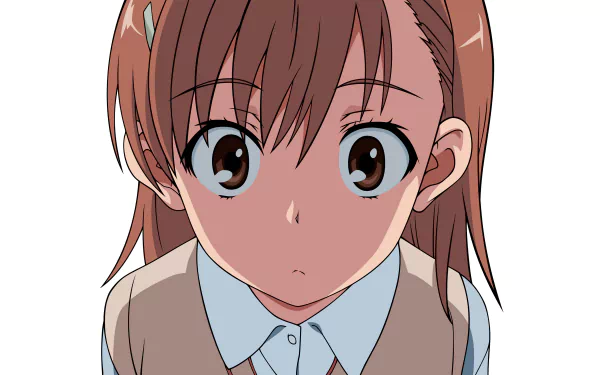 Mikoto Misaka from A Certain Scientific Railgun in a school uniform, featuring short brown hair and expressive brown eyes, captured in stunning 4K Ultra HD detail.
