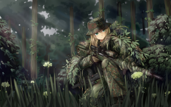 Anime Military Sniper Rifle Sniper Woman Warrior Weapon HD Wallpaper | Background Image