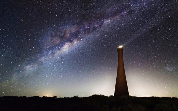Sci Fi Milky Way Stars Tower Lighthouse Starry Sky HD Wallpaper | Background Image