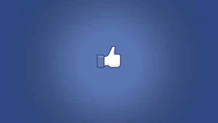HD desktop wallpaper featuring Facebook's 'like' icon on a blue background.