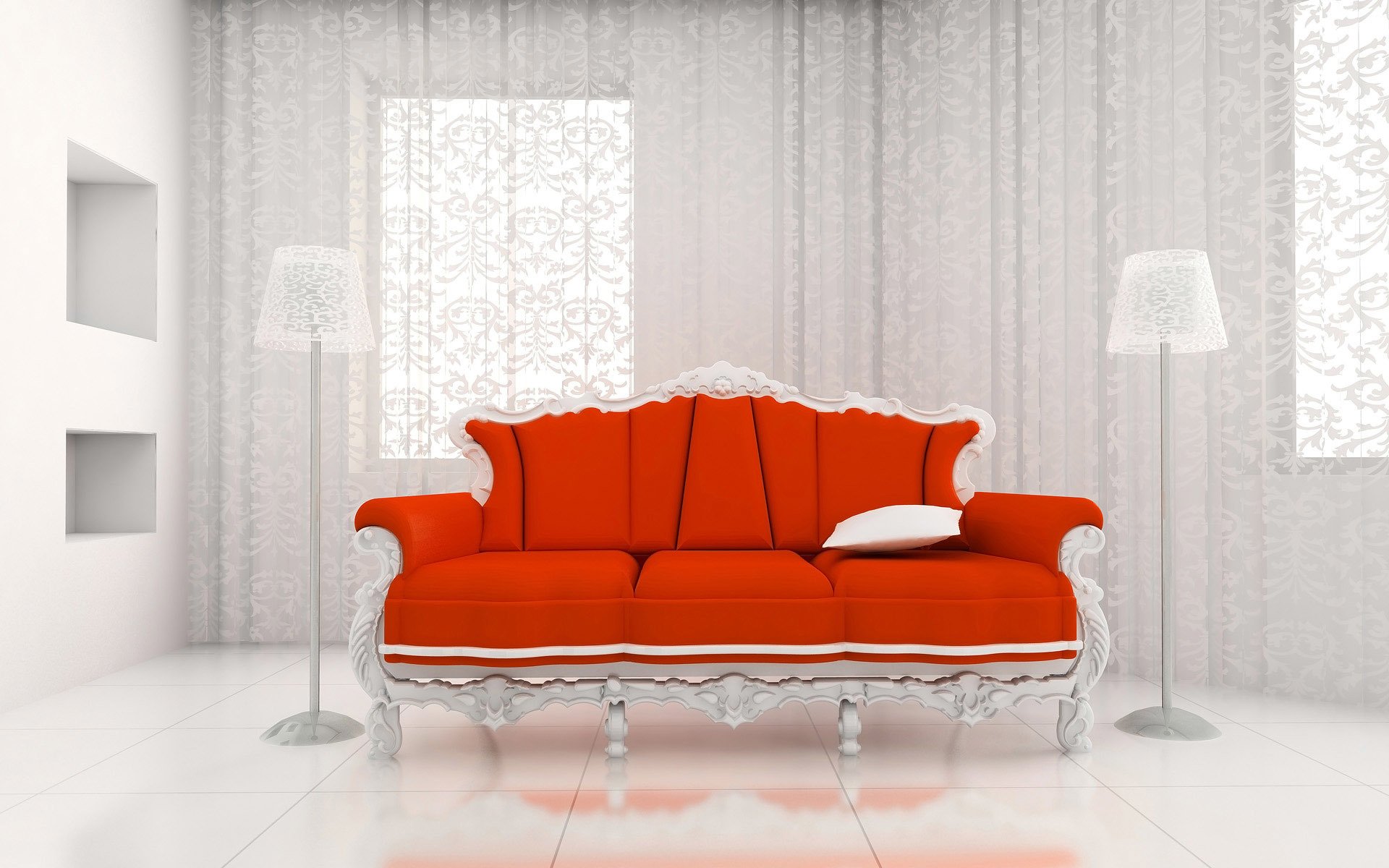 Download Cushion Lamp Sofa Living Room Man Made Furniture HD Wallpaper