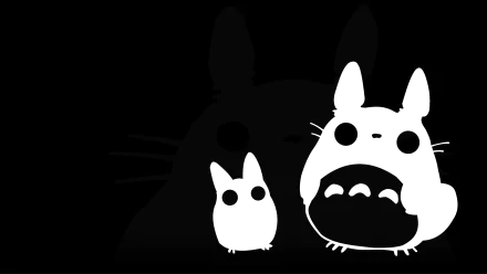 HD desktop wallpaper featuring silhouettes of Totoro and Mini Totoro from My Neighbor Totoro.